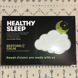 Healthy Sleep Ultra-Tech Tencel Low-Profile Pillow in White with Green Accent
